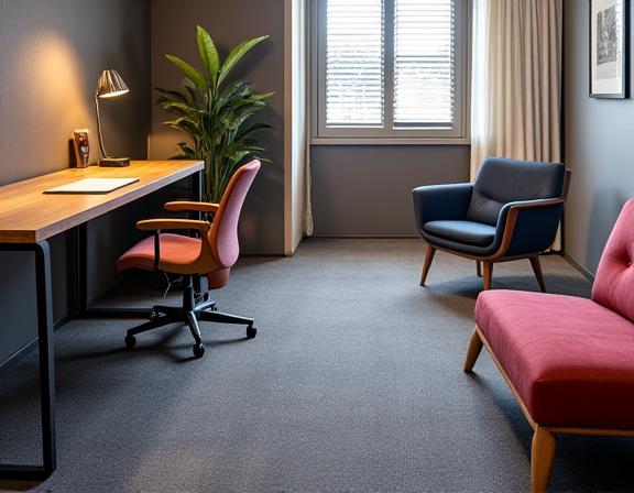 Custom-cut carpet for a bespoke home office, Melbourne North.