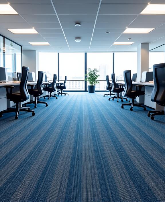 Durable carpet tiles in a modern commercial office.