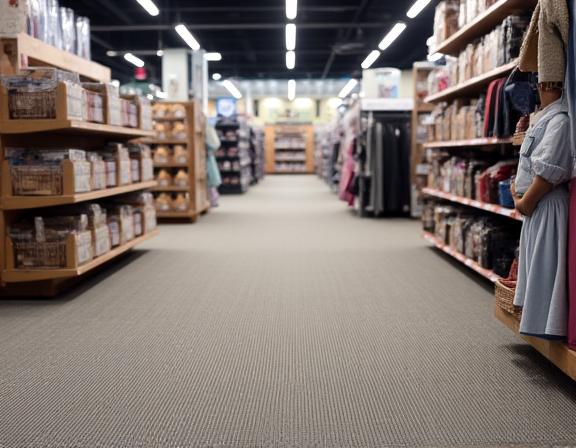 Hard-wearing polyester carpet in a busy retail store, Ringwood.
